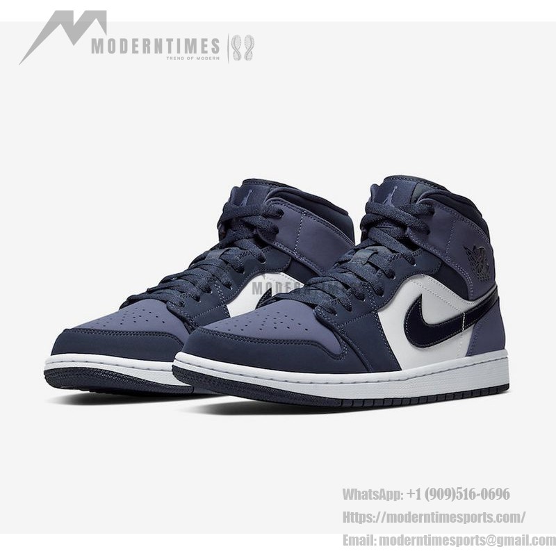 Air Jordan 1 Mid in Blue and Black Colorway - Modern Basketball Sneakers