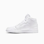 Air Jordan 1 Mid "Triple White" 554724-129 All-White Sneakers