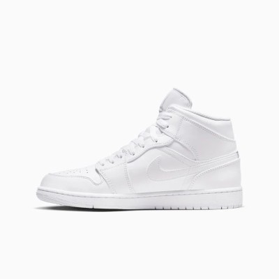 Buy Classic All-White Air Jordan 1 Mid - Triple White 554724-129 | Simple Style, Timeless Appeal