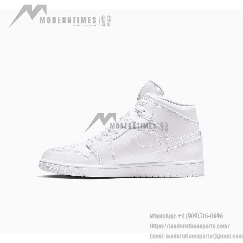 Air Jordan 1 Mid "Triple White" 554724-129 All-White Sneakers