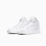 Air Jordan 1 Mid "Triple White" 554724-129 All-White Sneakers