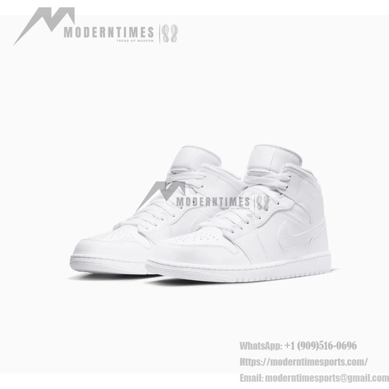 Air Jordan 1 Mid "Triple White" 554724-129 All-White Sneakers