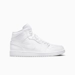 Air Jordan 1 Mid "Triple White" 554724-129 All-White Sneakers