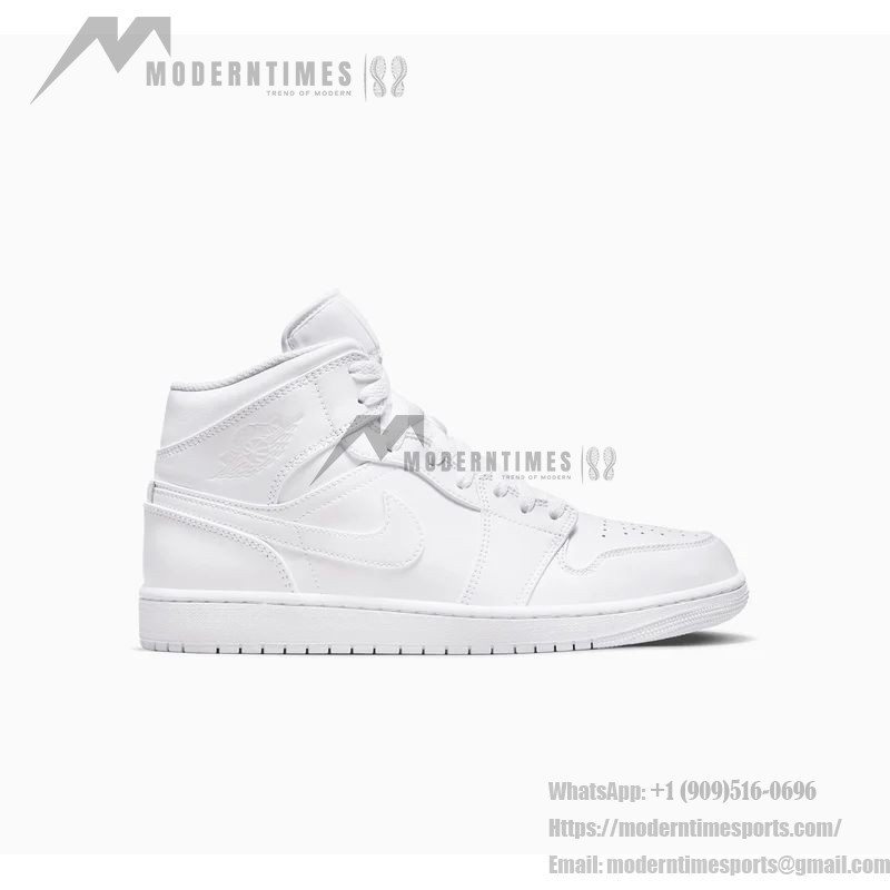 Air Jordan 1 Mid "Triple White" 554724-129 All-White Sneakers