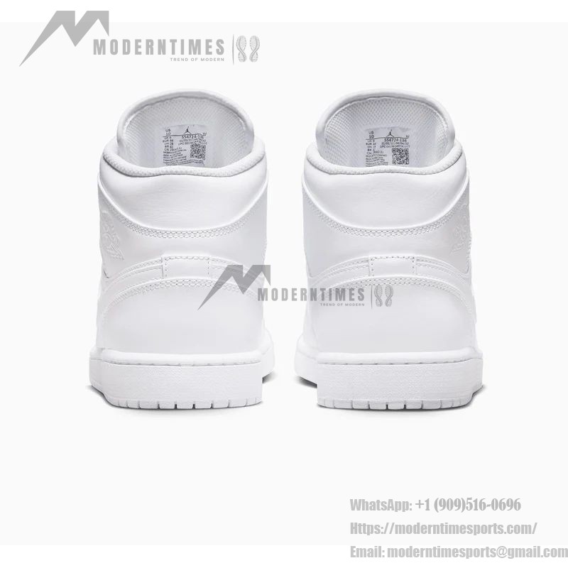 Air Jordan 1 Mid "Triple White" 554724-129 All-White Sneakers