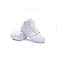 Buy Classic All-White Air Jordan 1 Mid - Triple White 554724-129 | Simple Style, Timeless Appeal