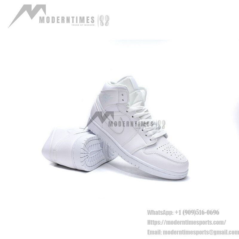 Air Jordan 1 Mid "Triple White" 554724-129 All-White Sneakers