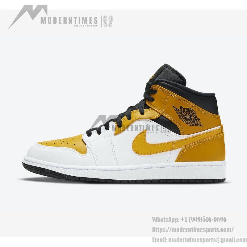 Air Jordan 1 Mid University Gold White Yellow Sneakers