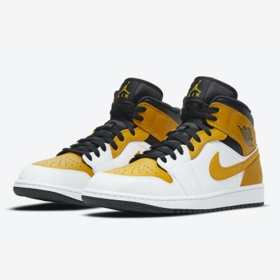 Exclusive Air Jordan 1 Mid University Gold - White & Yellow Sneakers | Limited Edition 554724-170