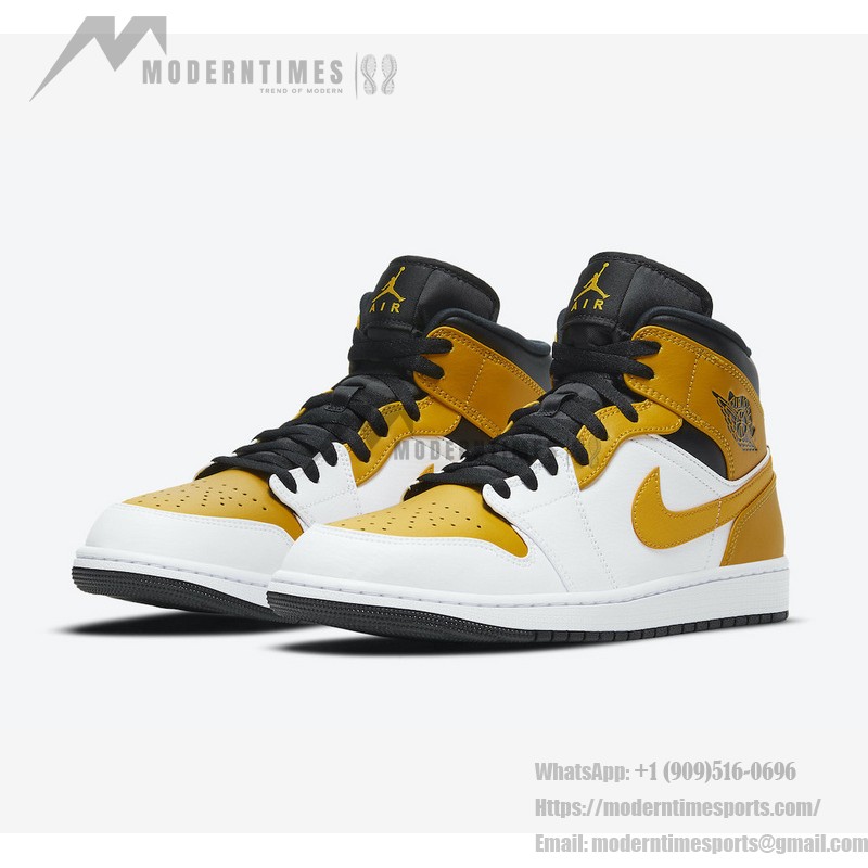 Air Jordan 1 Mid University Gold White Yellow Sneakers