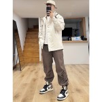 Air Jordan 1 Retro High OG Light Smoke Grey Men's Shoes - White and Grey Side Profile