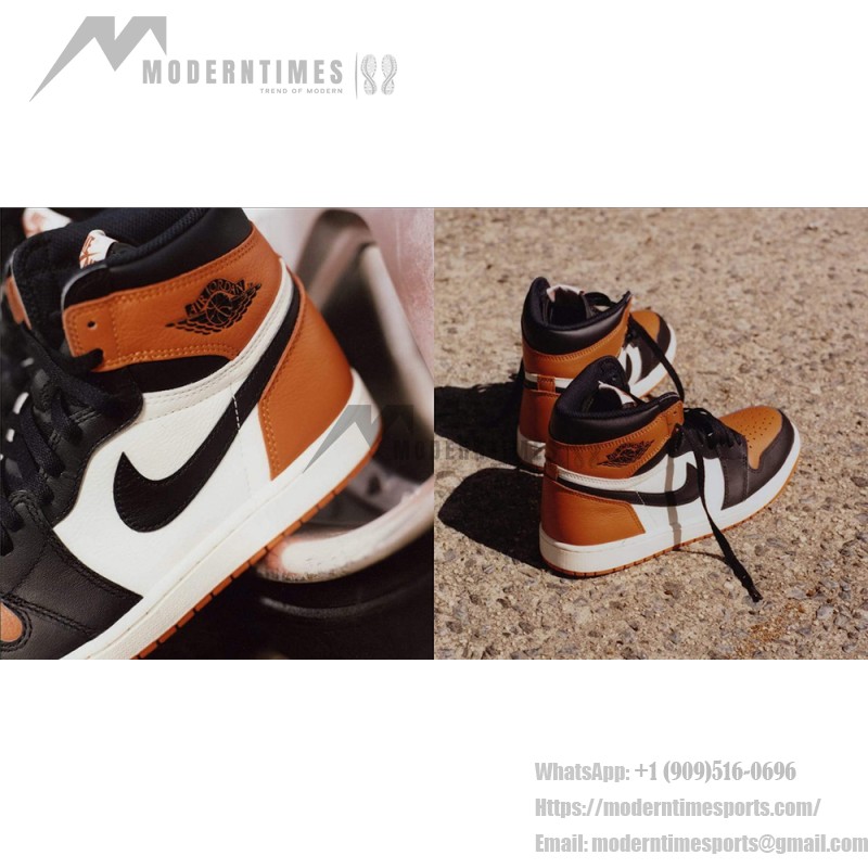 Air Jordan 1 Retro High OG Shattered Backboard Shoes - Black and Orange Side View