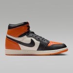 Air Jordan 1 Retro High OG Shattered Backboard Shoes - Black and Orange Side View