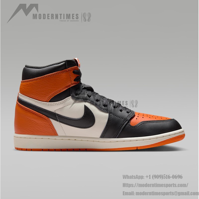 Air Jordan 1 Retro High OG Shattered Backboard Shoes - Black and Orange Side View