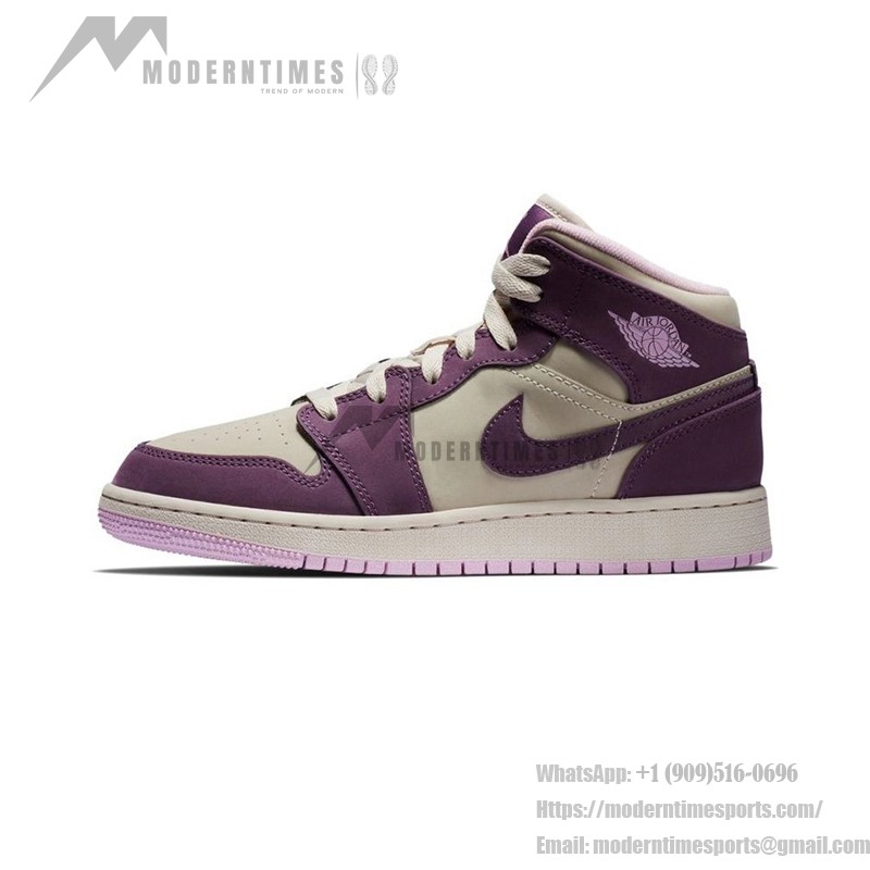 Air Jordan 1 Retro Mid GS Pro Purple 555112-500 Eye-Catching Purple Sneakers