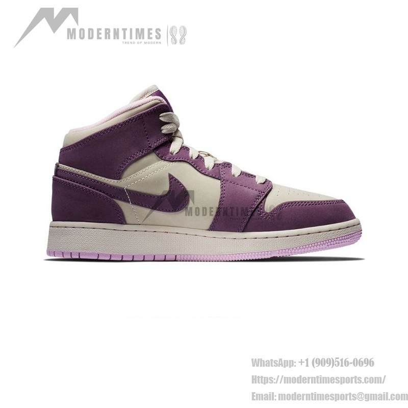 Air Jordan 1 Retro Mid GS Pro Purple 555112-500 Eye-Catching Purple Sneakers