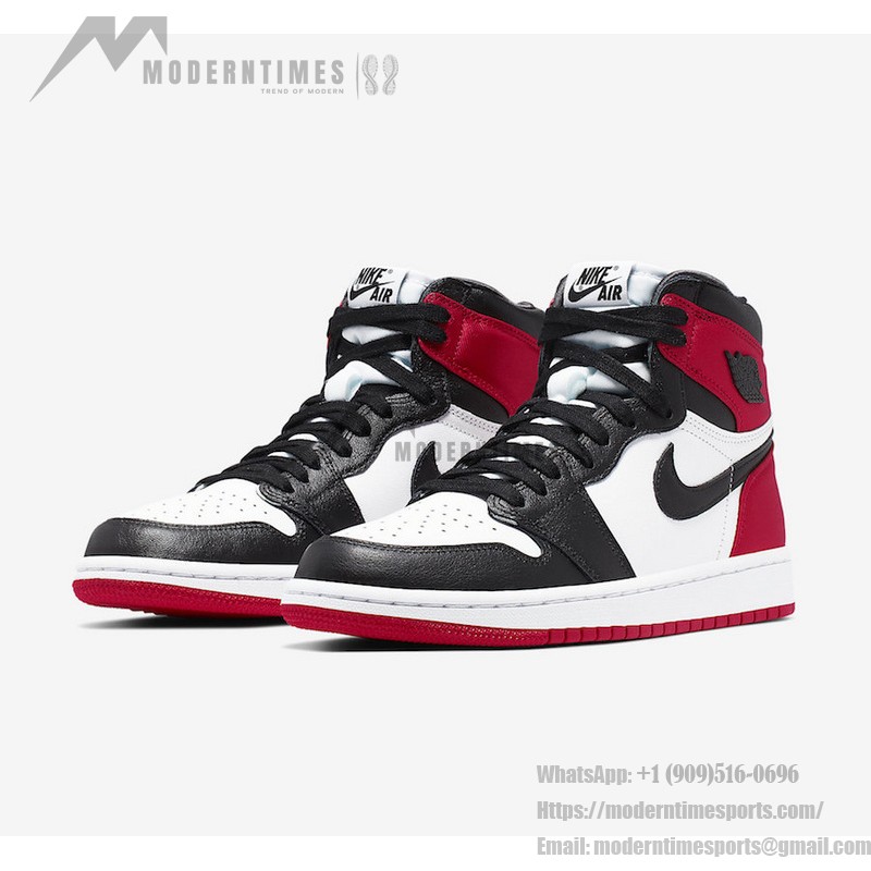 Air Jordan 1 WMNS “Satin Black Toe” Black/Red Satin High-Top Sneakers