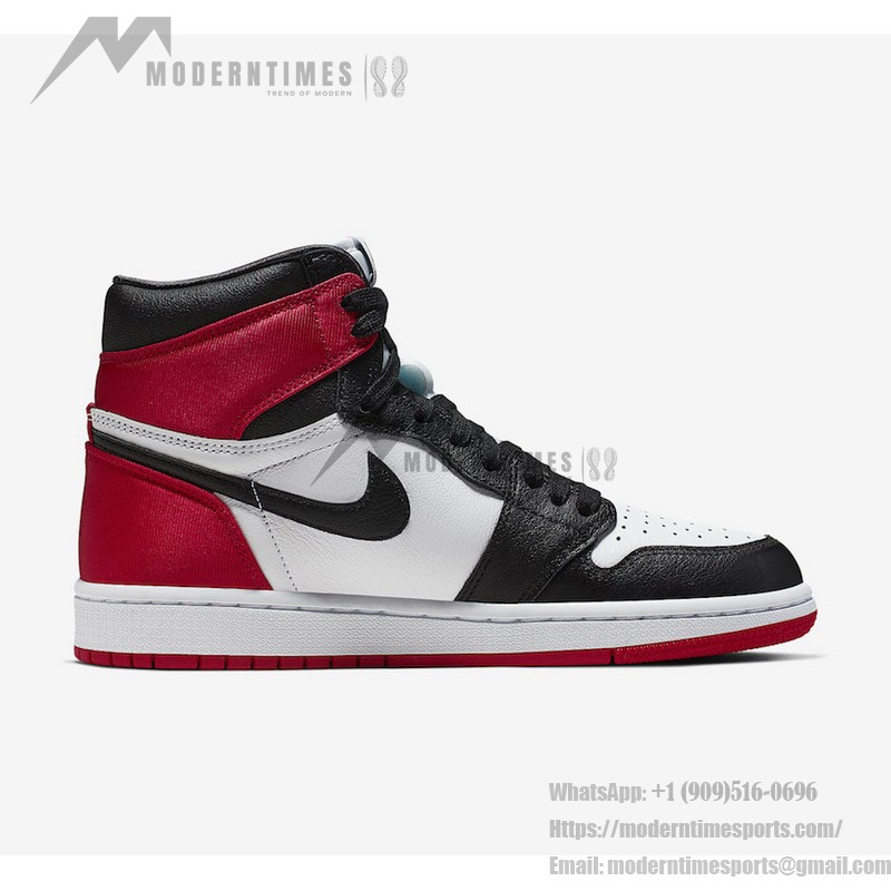 Air Jordan 1 WMNS “Satin Black Toe” Black/Red Satin High-Top Sneakers