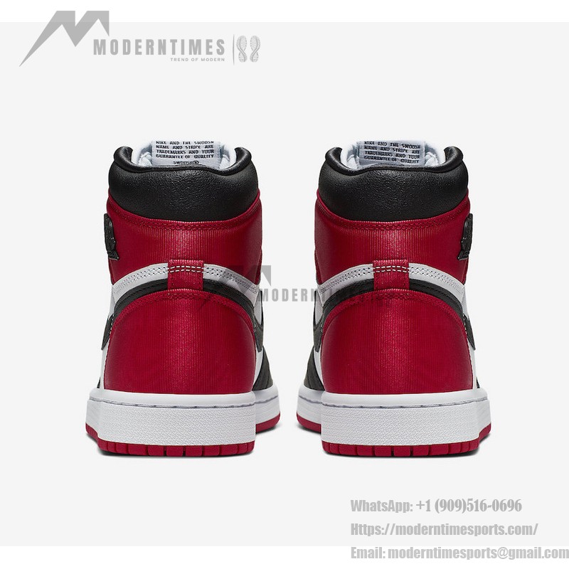 Air Jordan 1 WMNS “새틴 블랙 토” 블랙/레드 새틴 하이탑 스니커즈