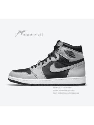 Air Jordan 1 High OG 'Shadow Light Smoke Grey' 555088-035 | Classic Black and Grey Leather Sneakers | Limited Edition