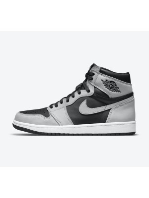 Air Jordan 1 High OG 'Shadow Light Smoke Grey' 555088-035 | Classic Black and Grey Leather Sneakers | Limited Edition