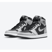 Air Jordan 1 High OG 'Shadow Light Smoke Grey' 555088-035 | Classic Black and Grey Leather Sneakers | Limited Edition