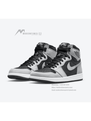 Air Jordan 1 High OG 'Shadow Light Smoke Grey' 555088-035 | Classic Black and Grey Leather Sneakers | Limited Edition