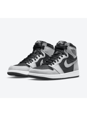 Air Jordan 1 High OG 'Shadow Light Smoke Grey' 555088-035 | Classic Black and Grey Leather Sneakers | Limited Edition