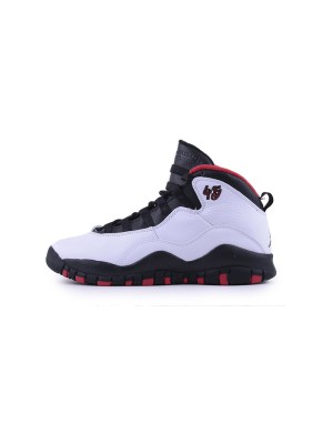 Air Jordan 10 “Double Nickel” 310806-102 Classic Basketball Sneakers - Tribute to #45 in White, Black & Red