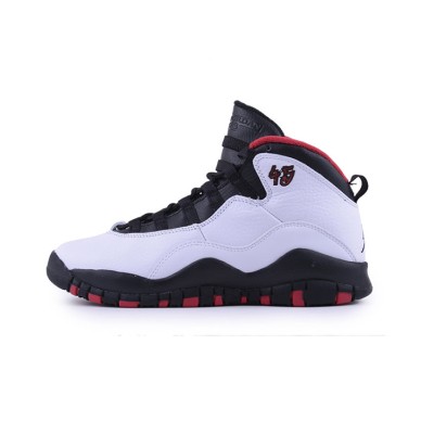 Air Jordan 10 “Double Nickel” 310806-102 Classic Basketball Sneakers - Tribute to #45 in White, Black & Red