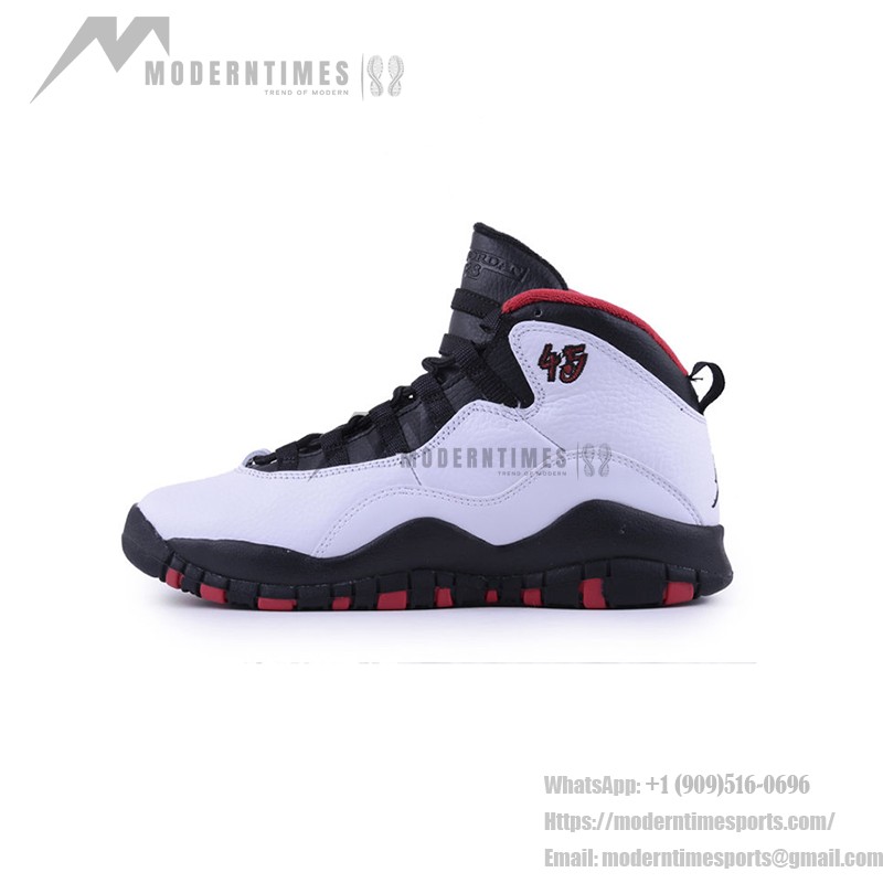 Air Jordan 10 Double Nickel 310806-102 - Tribute to #45 in White, Black, and Red