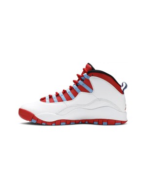 Air Jordan 10 Retro “City Pack Chicago” 310805-114 Classic Basketball Sneakers - White, Red & Blue Tribute to Chicago