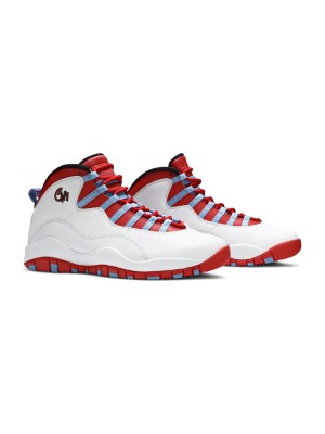 Air Jordan 10 Retro “City Pack Chicago” 310805-114 Classic Basketball Sneakers - White, Red & Blue Tribute to Chicago