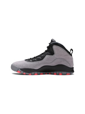 Air Jordan 10 Retro “Cool Grey” 310805-023 Klassische Basketball-Sneaker - Cool Grau mit Roten & Schwarzen Akzenten