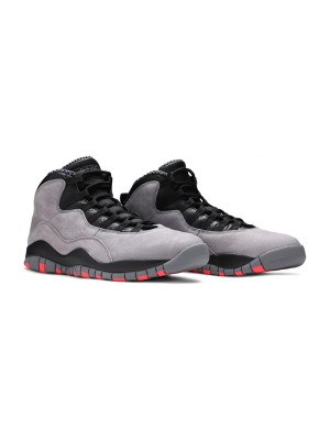 Air Jordan 10 Retro “Cool Grey” 310805-023 Klassische Basketball-Sneaker - Cool Grau mit Roten & Schwarzen Akzenten