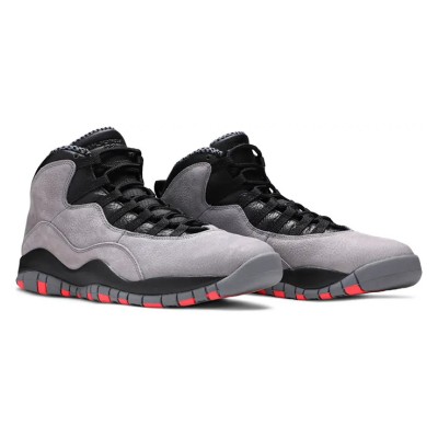 Air Jordan 10 Retro “Cool Grey” 310805-023 Classic Basketball Sneakers - Cool Grey with Red & Black Accents