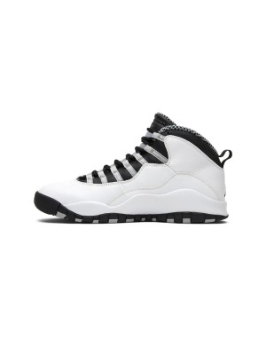 Air Jordan 10 Retro “Steel” 310805-103 Klassische Basketball-Sneaker - Weiß, Schwarz & Grau Minimalistisches Design