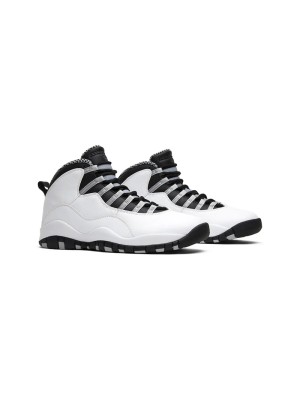 Air Jordan 10 Retro “Steel” 310805-103 Klassische Basketball-Sneaker - Weiß, Schwarz & Grau Minimalistisches Design