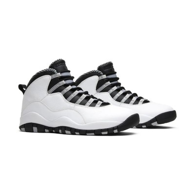 Air Jordan 10 Retro “Steel” 310805-103 Classic Basketball Sneakers - White, Black & Grey Minimalist Design