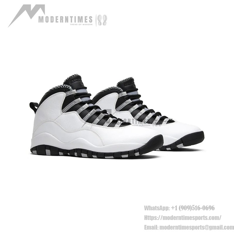 Air Jordan 10 Retro “Steel” 310805-103 - White, Black & Grey Minimalist Design