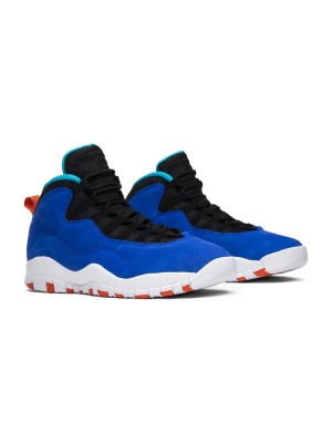 Air Jordan 10 Retro “Tinker” 310805-408 Classic Basketball Sneakers - Vibrant Blue with Orange & Green Tinker-Inspired Design