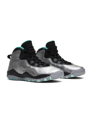 Air Jordan 10 Retro “Lady Liberty” 705179-045 Classic Basketball Sneakers - Metallic Gray and Mint Green Design