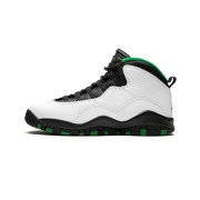 Air Jordan 10 Retro (Big Kids) 310806-137 Klassische Basketball-Sneaker - Weiß-Schwarz-Grün Design