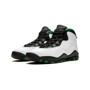 Air Jordan 10 Retro (Big Kids) 310806-137 Classic Basketball Sneakers - White, Black & Green Design