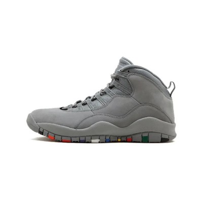 Air Jordan 10 Retro “Cool Grey” (Men's) 310805-022 Classic Basketball Sneakers - Cool Grey with Multicolor Sole Accents