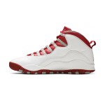 Air Jordan 10 Retro “Red Steel” 310805-161 - 흰색 가죽과 빨강 & 회색 디테일