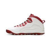 Air Jordan 10 Retro “Red Steel” 310805-161 Classic Basketball Sneakers - White Leather with Red & Grey Accents