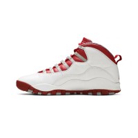 Air Jordan 10 Retro “Red Steel” 310805-161 Classic Basketball Sneakers - White Leather with Red & Grey Accents