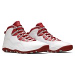 Air Jordan 10 Retro “Red Steel” 310805-161 - 흰색 가죽과 빨강 & 회색 디테일