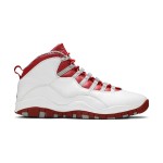 Air Jordan 10 Retro “Red Steel” 310805-161 - 흰색 가죽과 빨강 & 회색 디테일